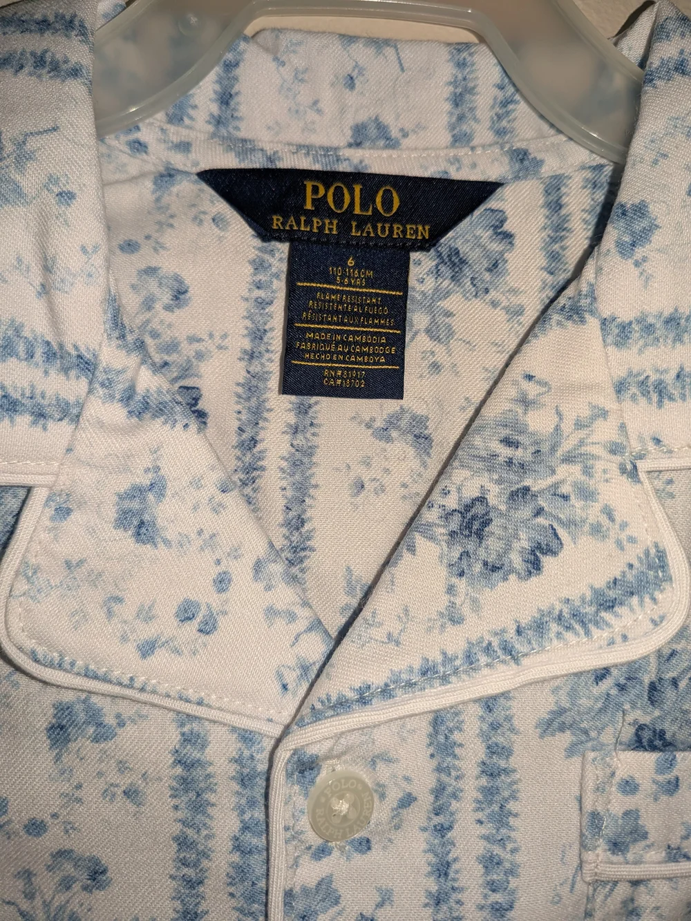 Ralph Lauren Light Blue Floral Stripe Short Pajama Set